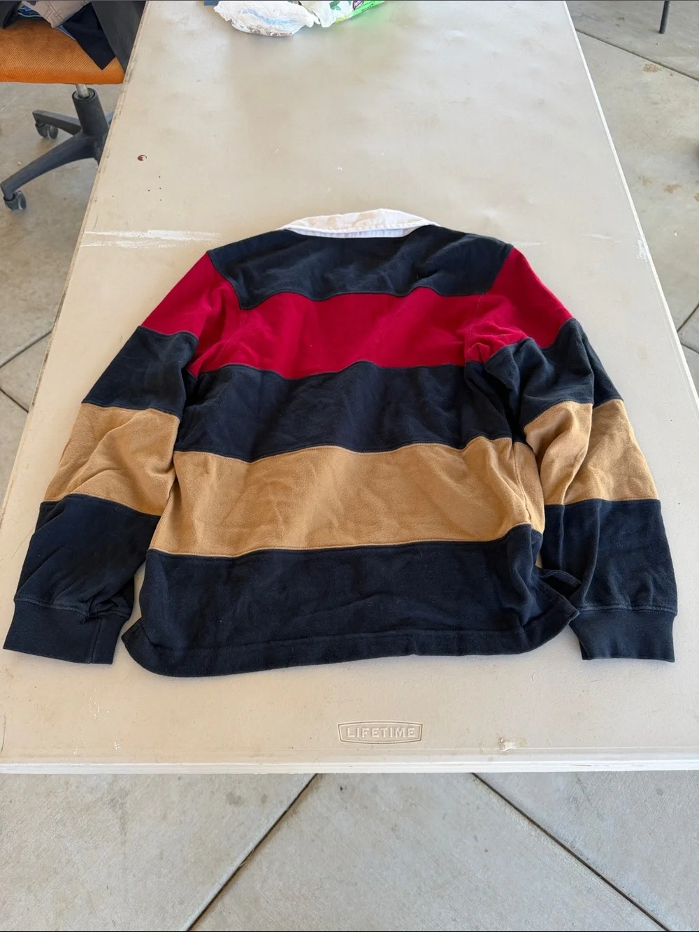 Gymboree Striped Rugby Polo in Red, Navy & Tan